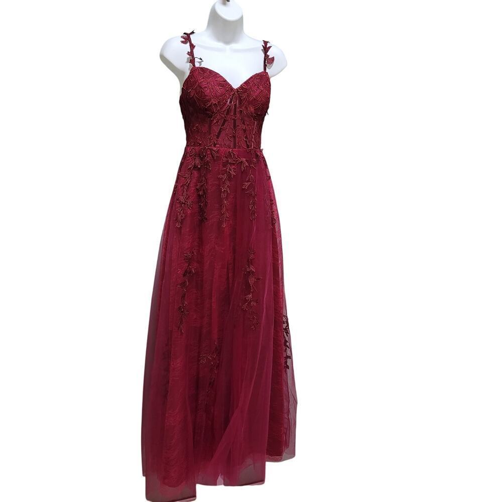 NWT Burgundy Beautiful Formal Gown Prom Dress Wedding Party Bridesmaid MOTB